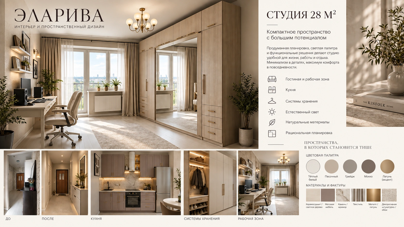 Общая концепция квартиры-студии ELARIVA